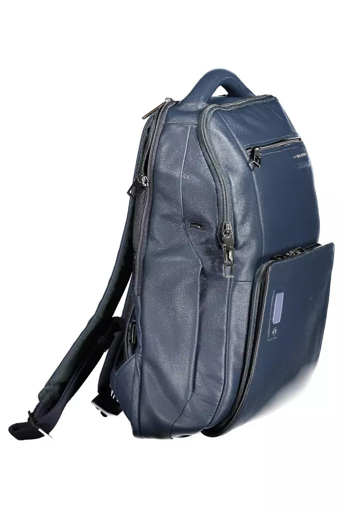 Piquadro Blue Leather Backpack for Men