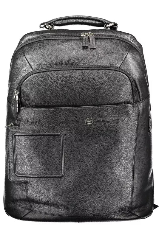 Piquadro Black Leather Backpack for Men