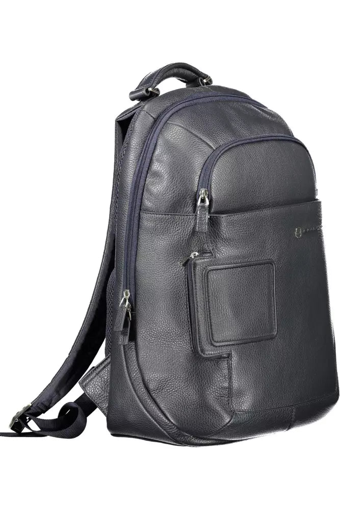 Piquadro Blue Leather Backpack for Men