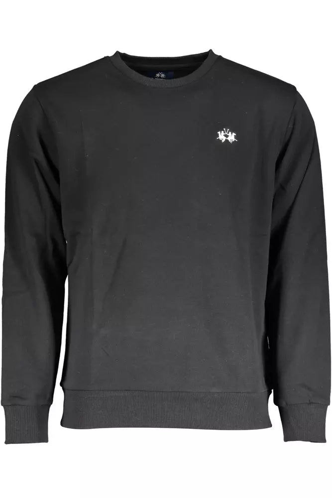 La Martina Black Cotton Sweater for Men