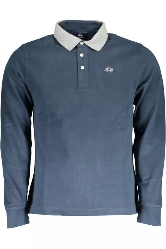 La Martina Blue Cotton Polo Shirt for Men