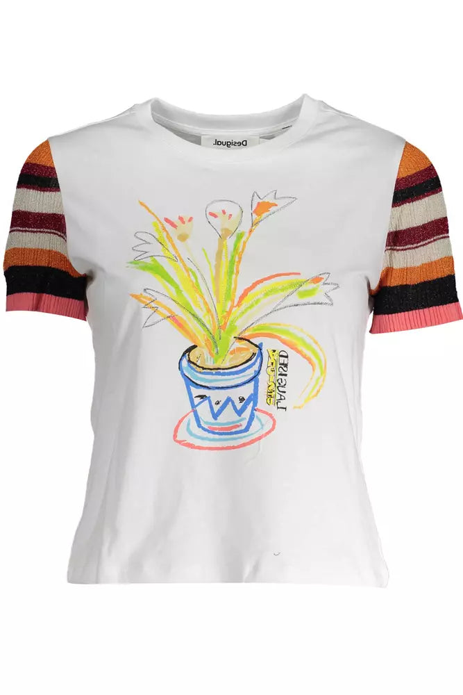 Desigual White Cotton T-Shirt for Women