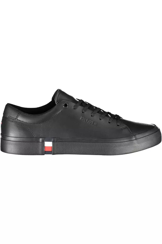 Tommy Hilfiger Black Leather Men's Sneakers