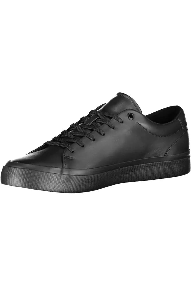 Tommy Hilfiger Black Leather Men's Sneakers