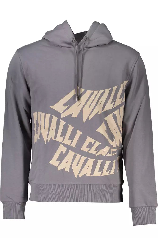 Cavalli Class Grauer Baumwollpullover für Männer