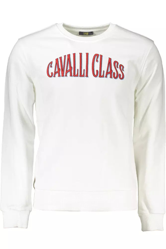 Cavalli Class Weißer Baumwollpullover für Männer