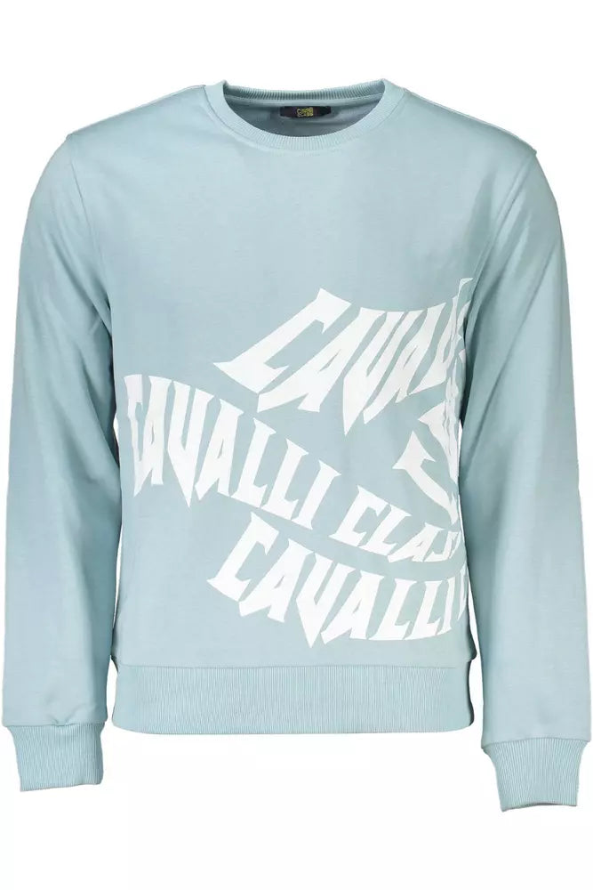 Cavalli Class Light Blue Cotton Sweater for Men