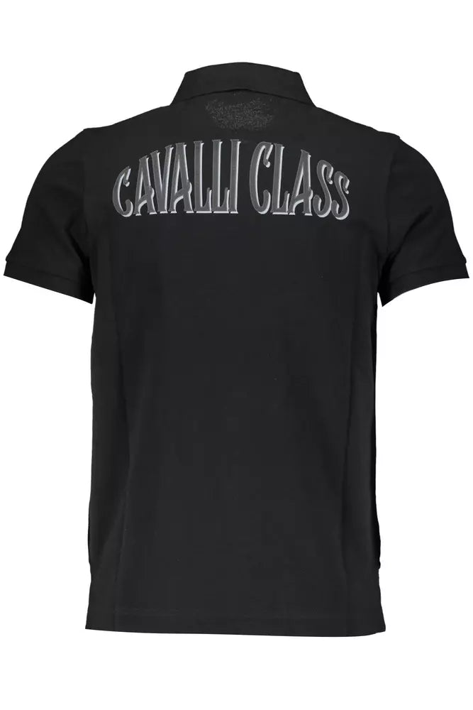 Cavalli Class Black Cotton Polo Shirt for Men