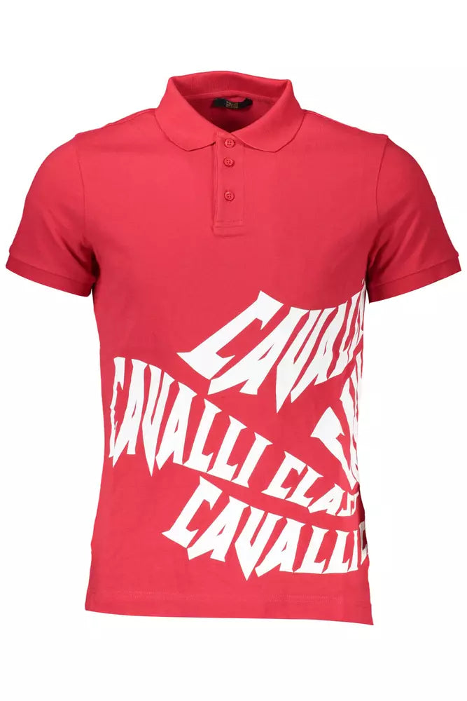 Cavalli Class Red Cotton Polo Shirt for Men