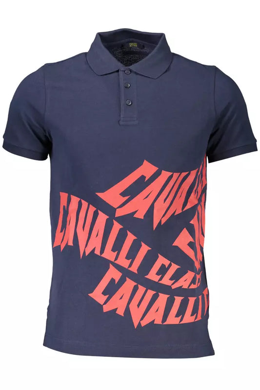 Cavalli Class Blue Cotton Polo Shirt for Men