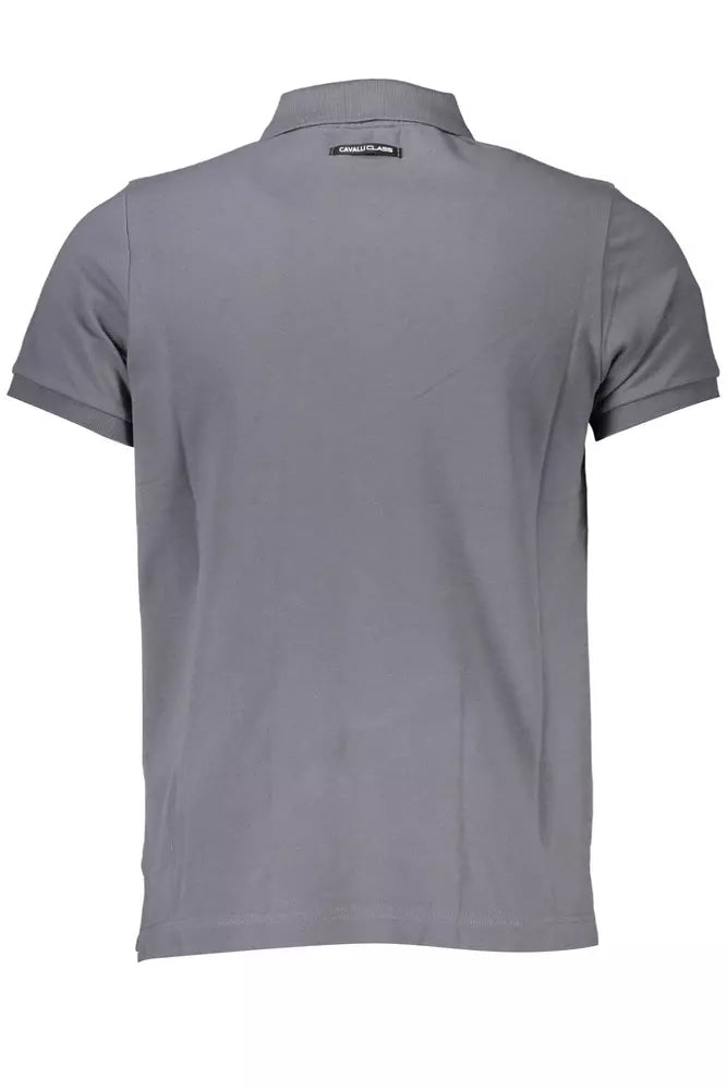 Cavalli Class Grey Cotton Polo Shirt for Men