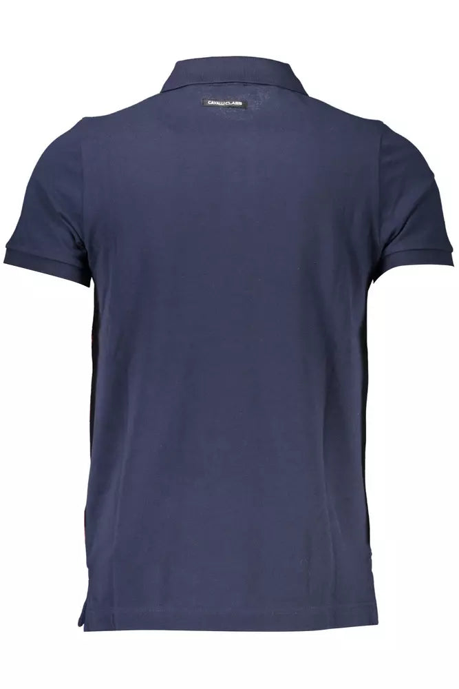 Cavalli Class Blue Cotton Polo Shirt for Men