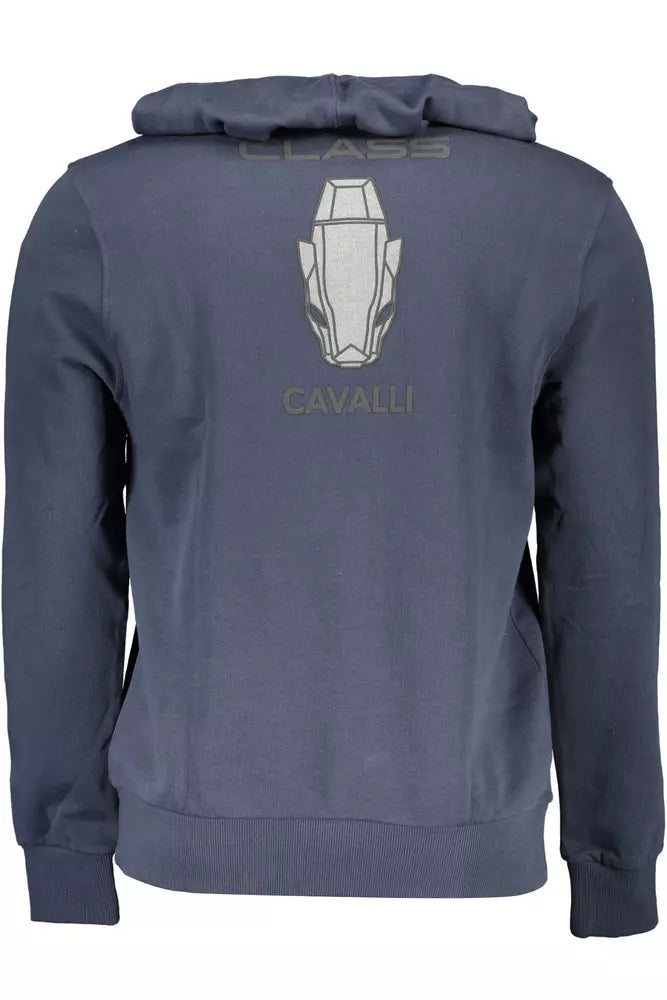 Cavalli Class Blauer Baumwollpullover für Männer