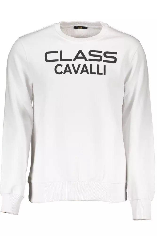 Cavalli Class Weißer Baumwollpullover für Männer