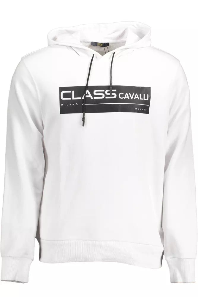 Cavalli Class Weißer Baumwollpullover für Männer