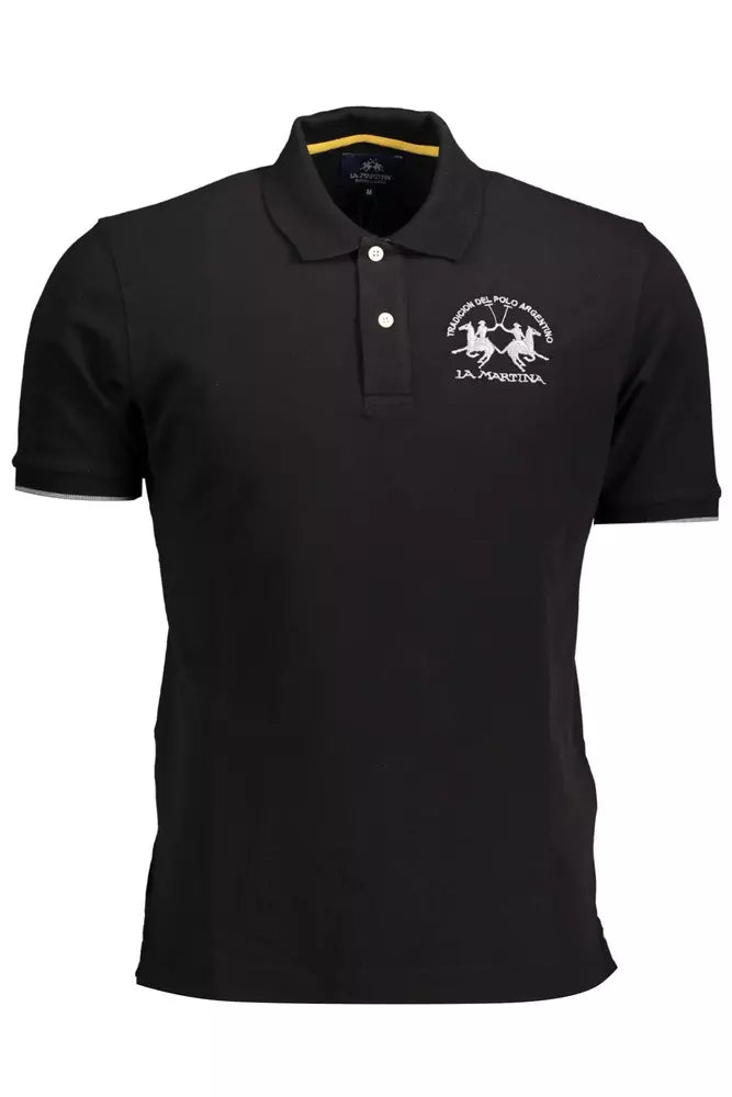 La Martina Black Cotton Polo Shirt for Men