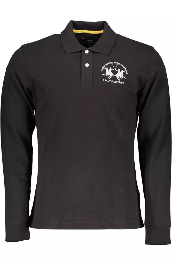 La Martina Black Cotton Polo Shirt for Men