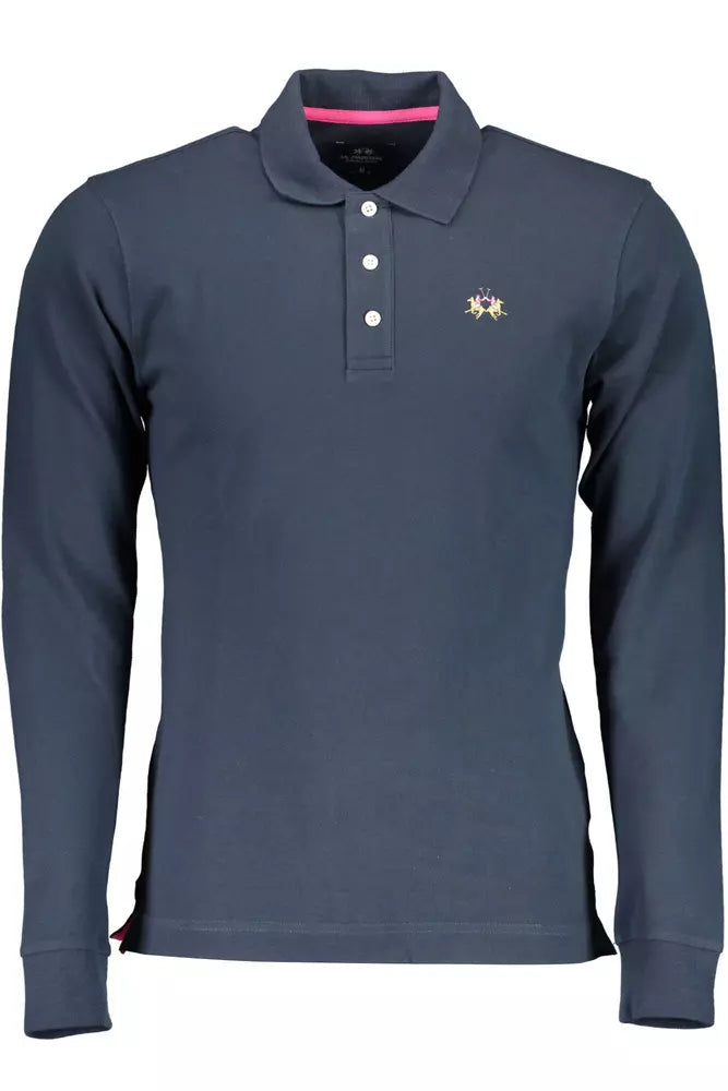 La Martina Blue Cotton Polo Shirt for Men