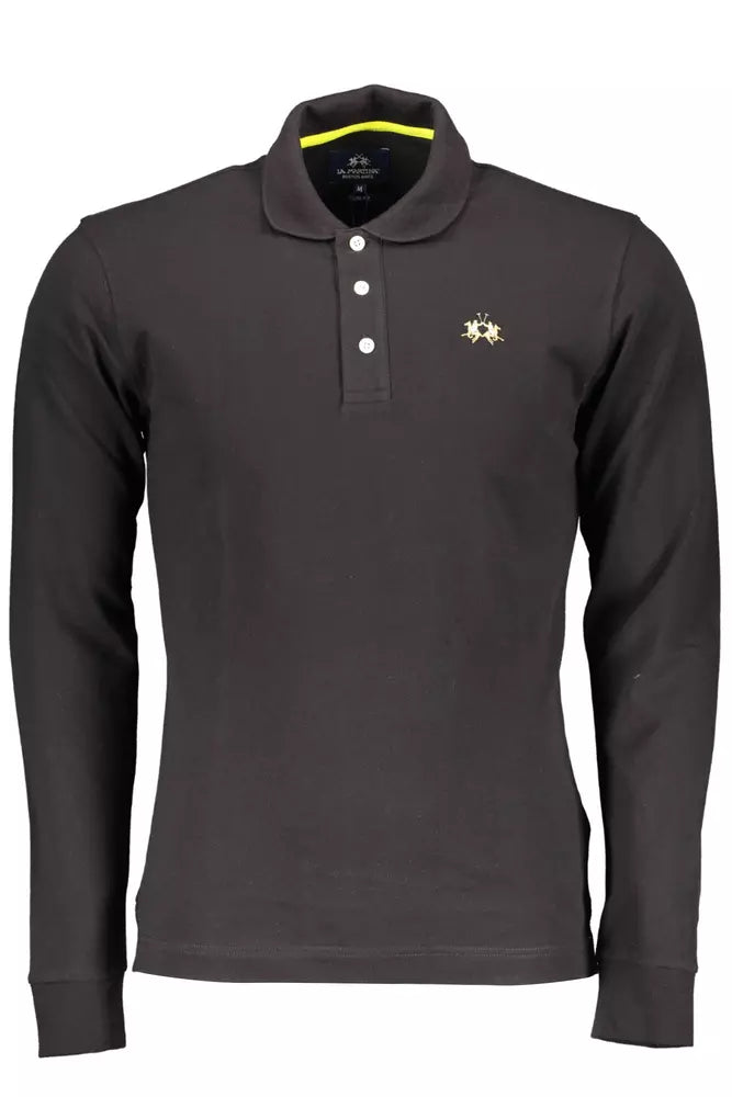 La Martina Black Cotton Polo Shirt for Men