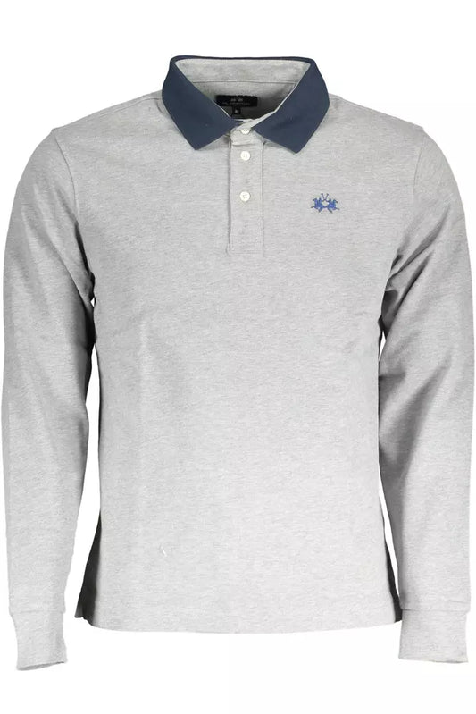 La Martina Grey Cotton Polo Shirt for Men