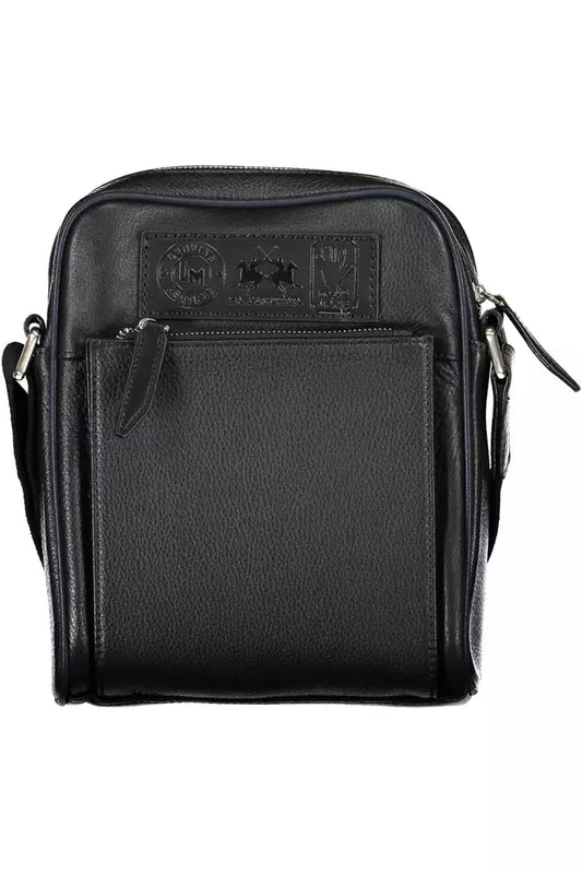 La Martina Black Leather Men's Shoulder Bag