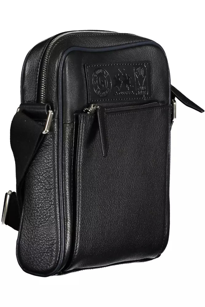 La Martina Black Leather Men's Shoulder Bag