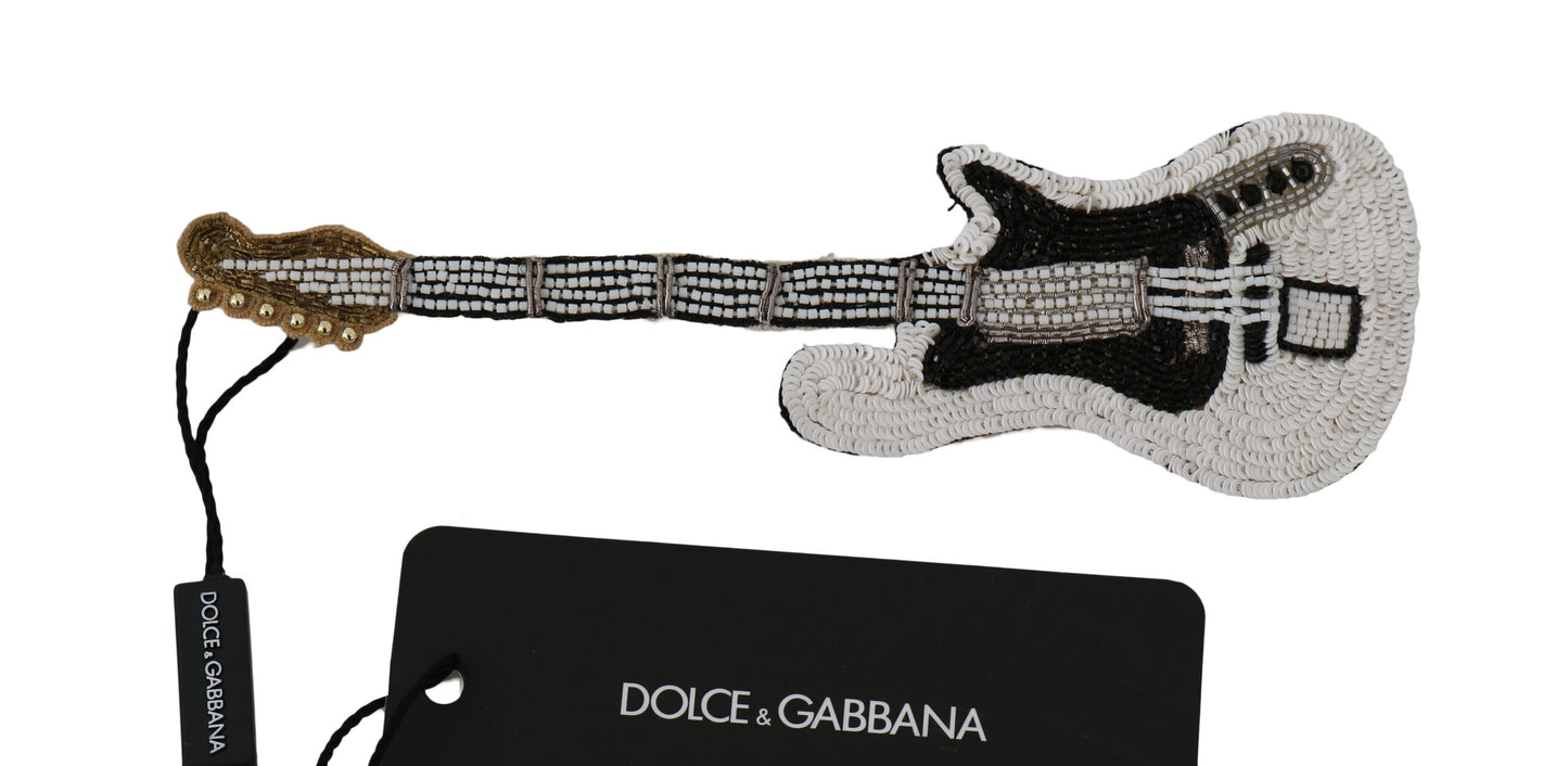 Dolce &amp; Gabbana Gold Sequin Guitar Pin Brooch