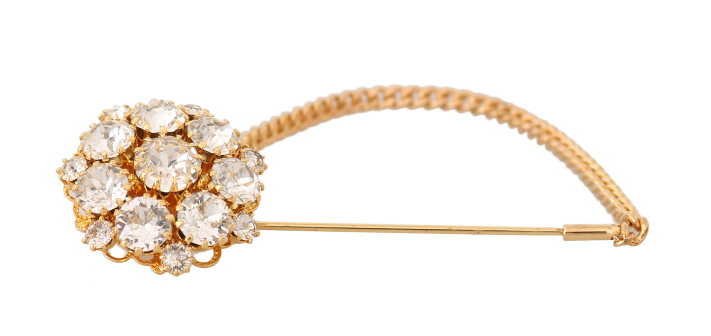 Dolce &amp; Gabbana Exquisite gold brooch with crystal embellishment