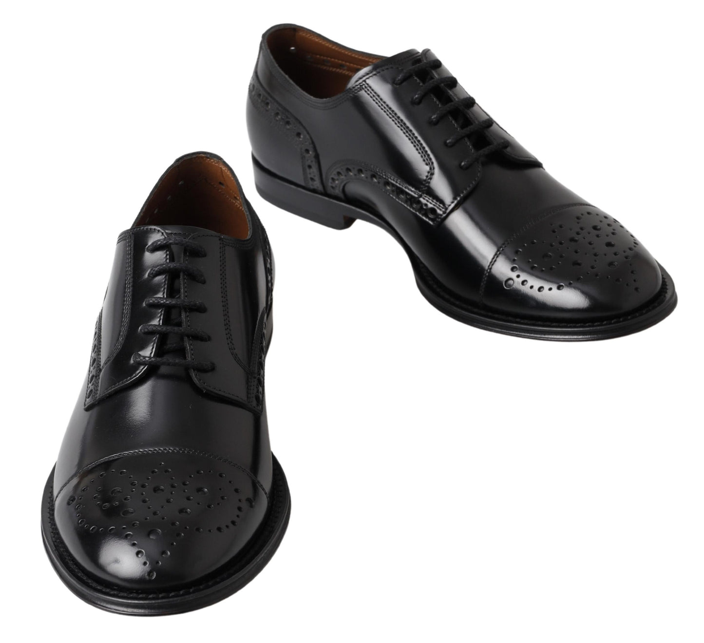 Dolce &amp; Gabbana Elegant Black Leather Oxford Wingtip Shoes