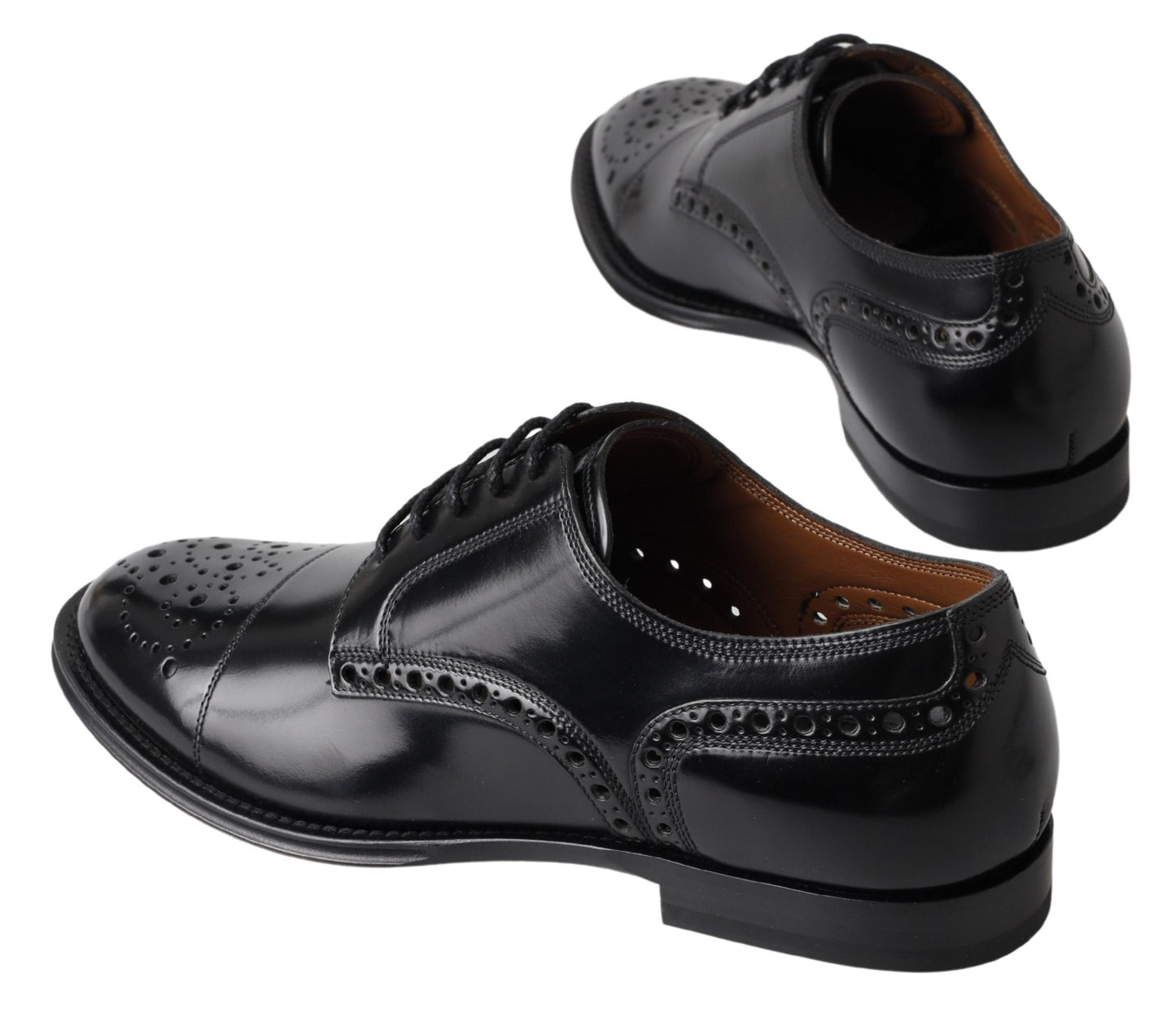 Dolce &amp; Gabbana Elegant Black Leather Oxford Wingtip Shoes