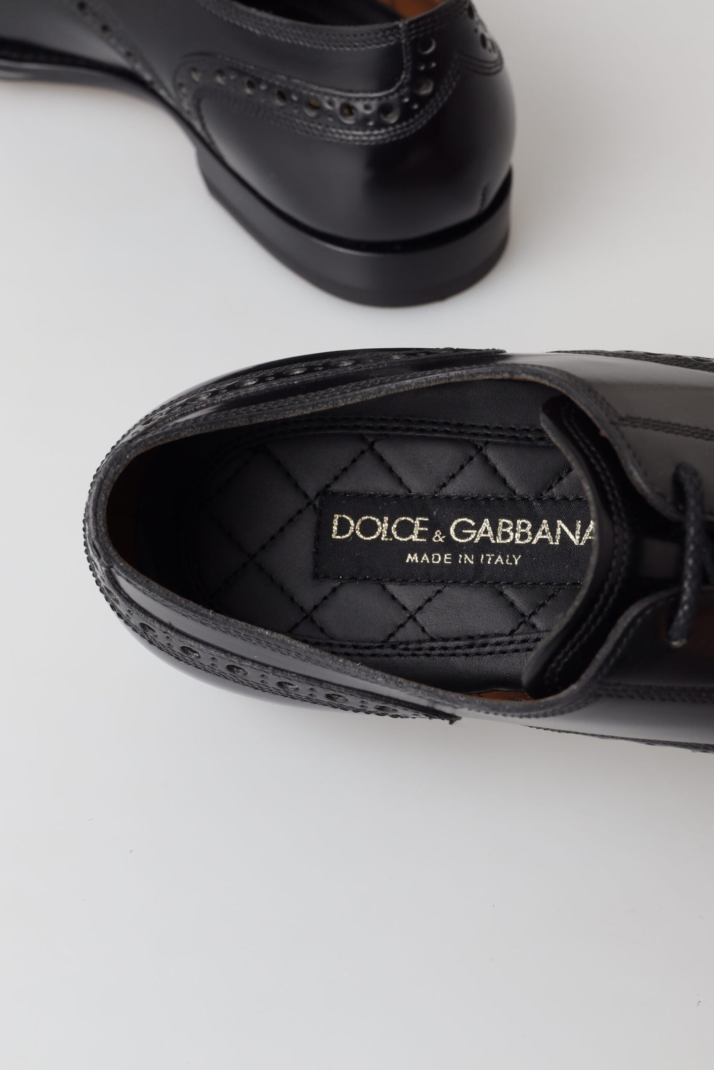 Dolce &amp; Gabbana Elegant Black Leather Oxford Wingtip Shoes