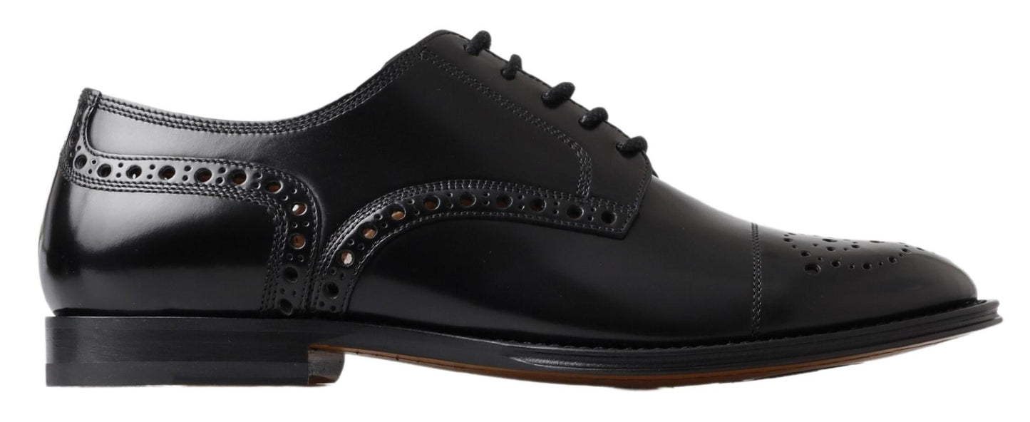 Dolce &amp; Gabbana Elegant Black Leather Oxford Wingtip Shoes