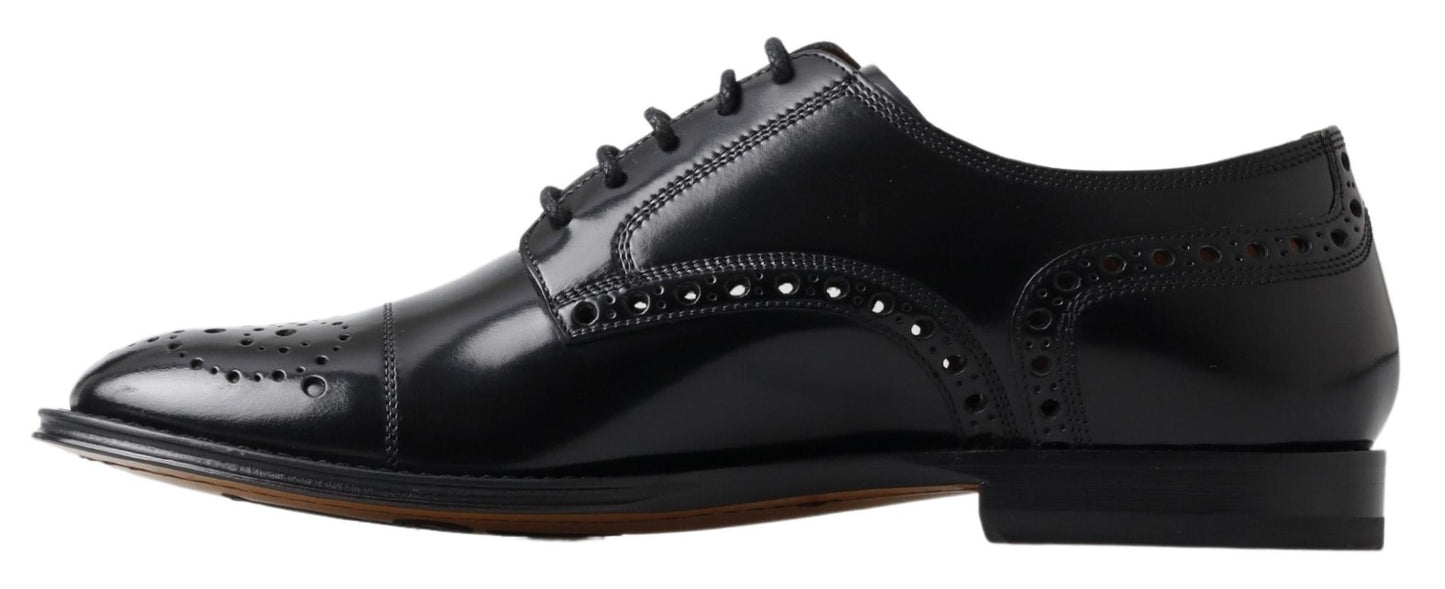 Dolce &amp; Gabbana Elegant Black Leather Oxford Wingtip Shoes