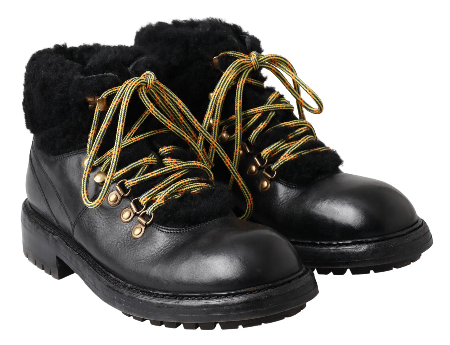 Dolce &amp; Gabbana Elegant Shearling-Style Leather Boots for Men