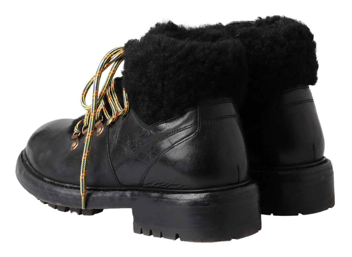 Dolce &amp; Gabbana Elegant Shearling-Style Leather Boots for Men