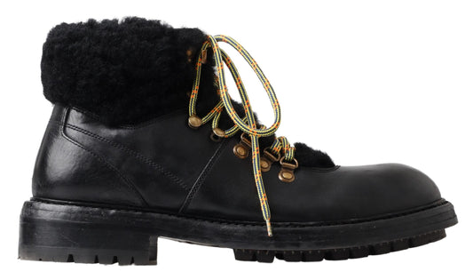 Dolce &amp; Gabbana Elegant Shearling-Style Leather Boots for Men