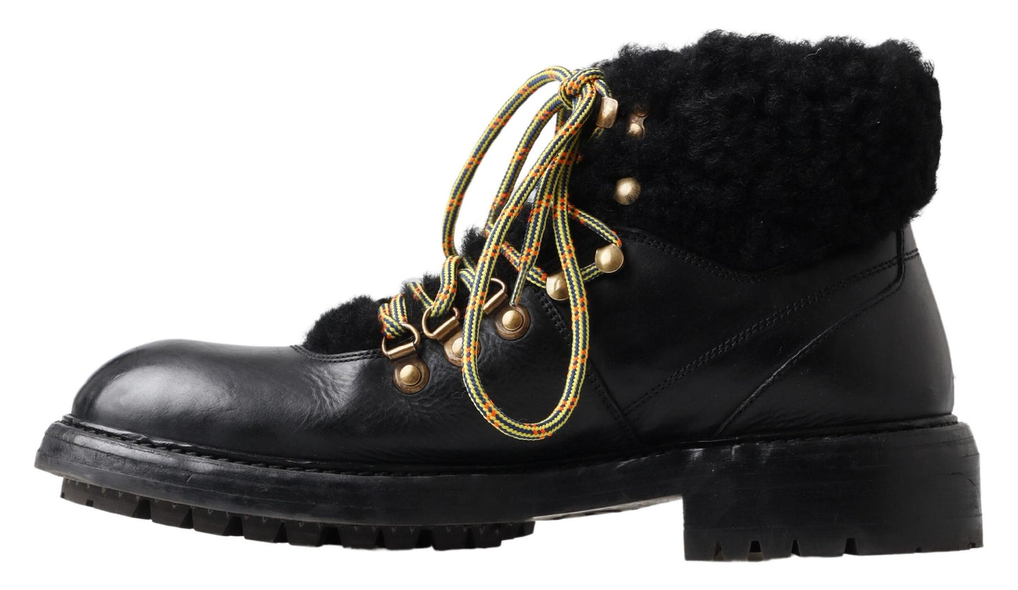 Dolce &amp; Gabbana Elegant Shearling-Style Leather Boots for Men