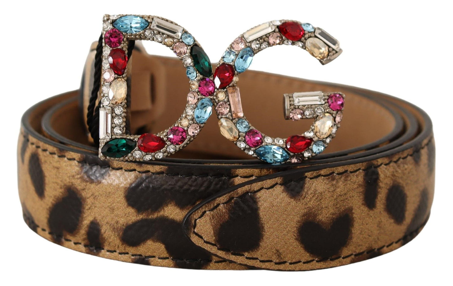 Dolce &amp; Gabbana Elegant leopard belt with crystal decoration