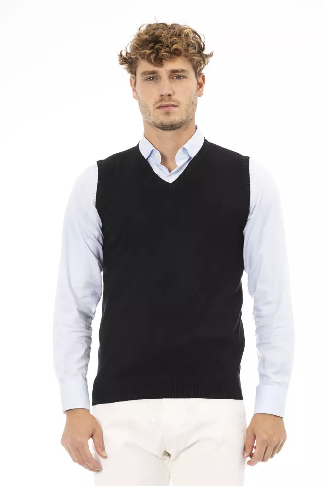 Alpha Studio Black Viscose Men's Vest