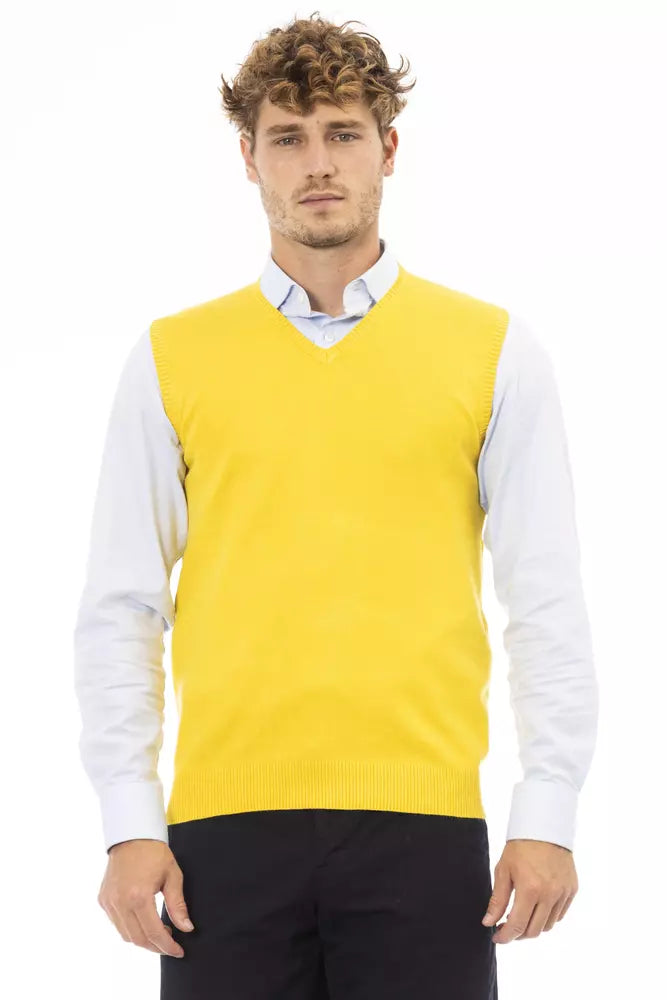 Alpha Studio Yellow Viscose Men's Vest