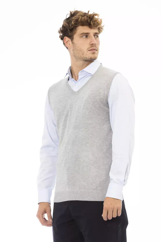 Alpha Studio Gray Viscose Men's Vest