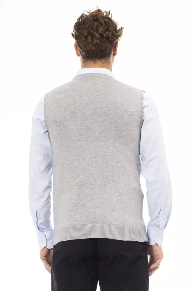 Alpha Studio Gray Viscose Men's Vest