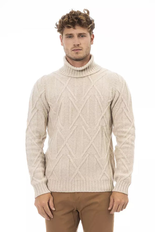 Alpha Studio Beige Merinowolle Herren Pullover