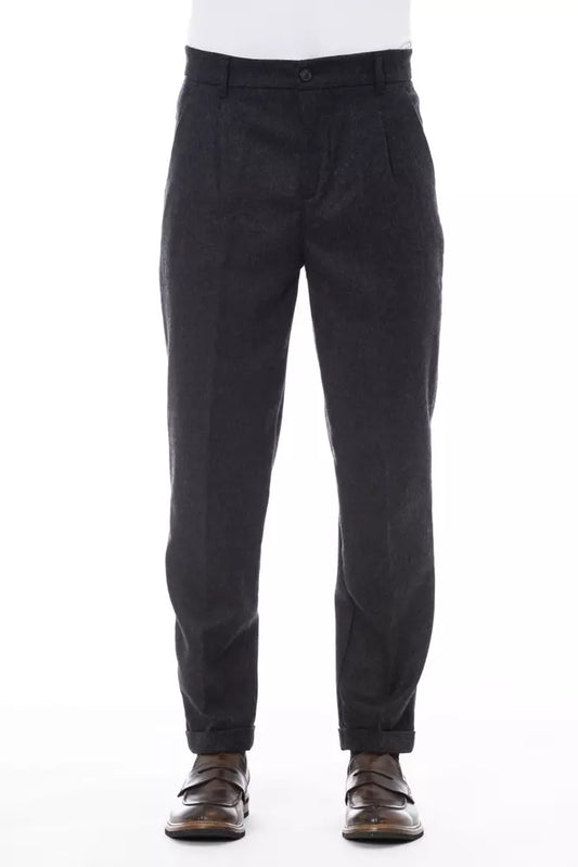 Alpha Studio Grey Wool Men's Pants