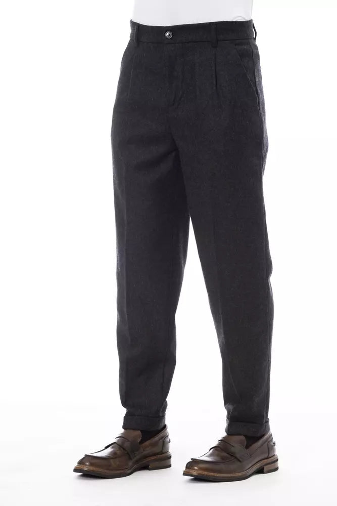 Alpha Studio Grey Wool Men's Pants