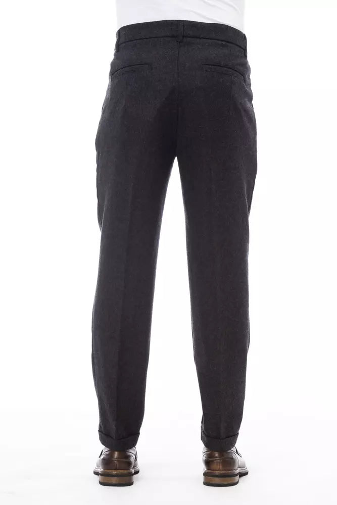 Alpha Studio Grey Wool Men's Pants