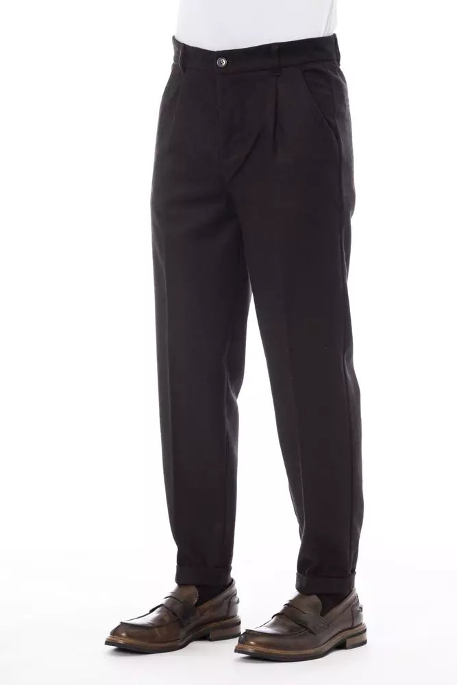 Alpha Studio Brown Wool Men's Trousers