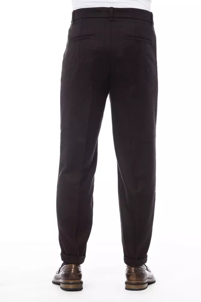 Alpha Studio Brown Wool Men's Trousers