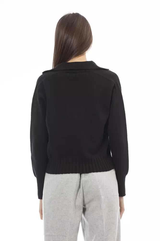 Alpha Studio Schwarzer Pullover aus Wolle für Frauen