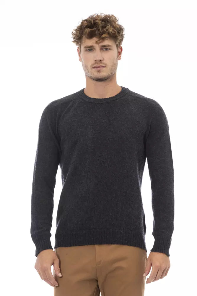 Alpha Studio Black Wool Sweater for Men